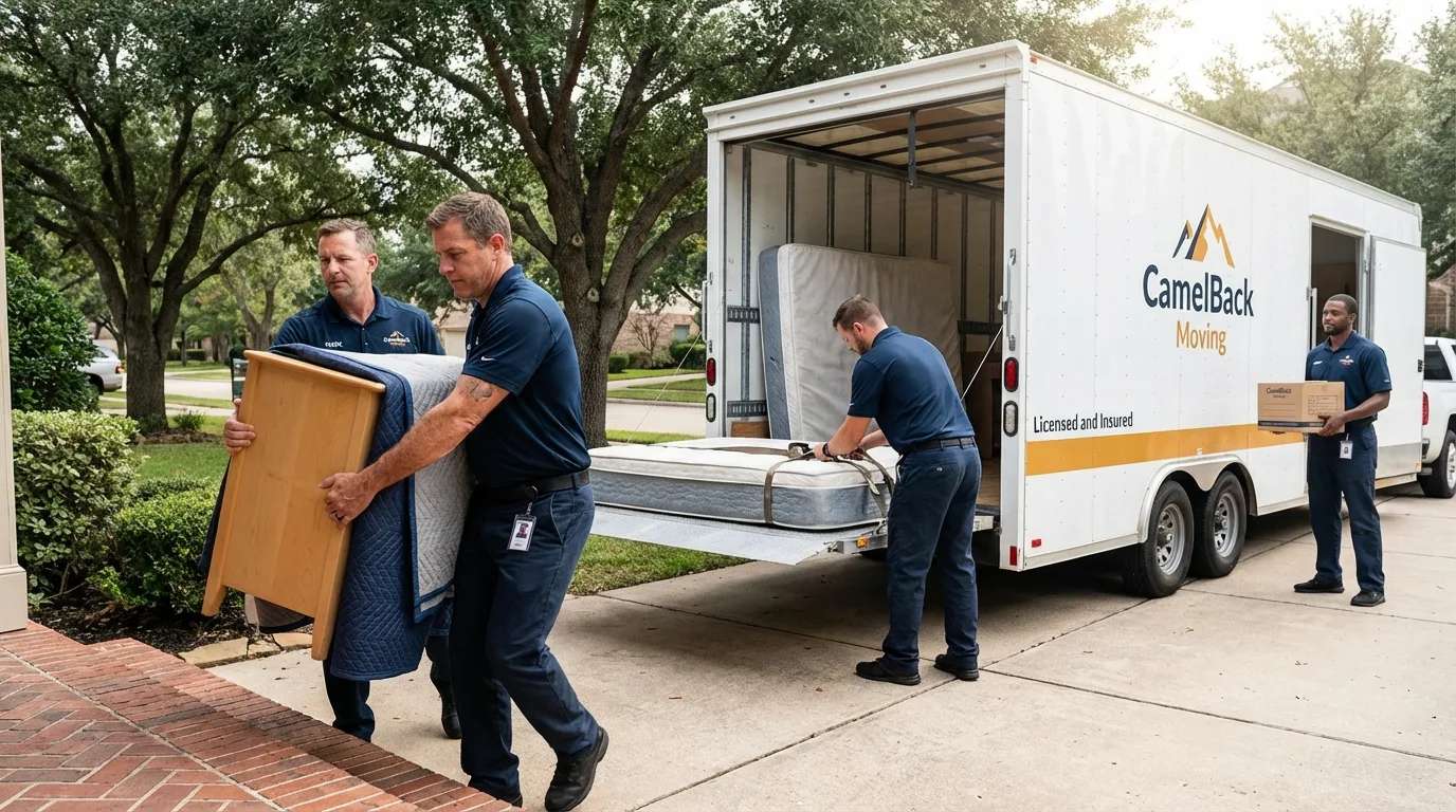 Crew loading residential truck for cross-state move from Albany, KY