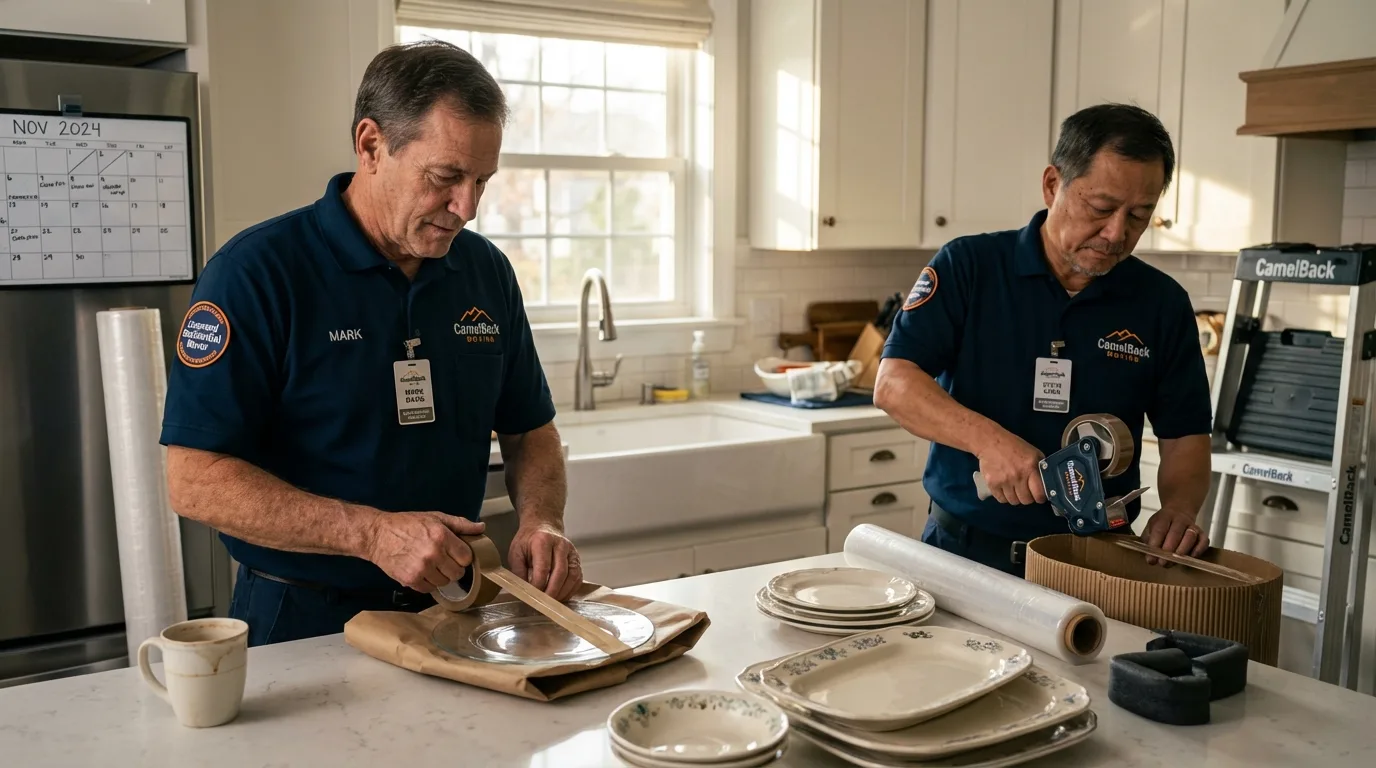 Professional crew packing kitchen dishware in Albany, KY